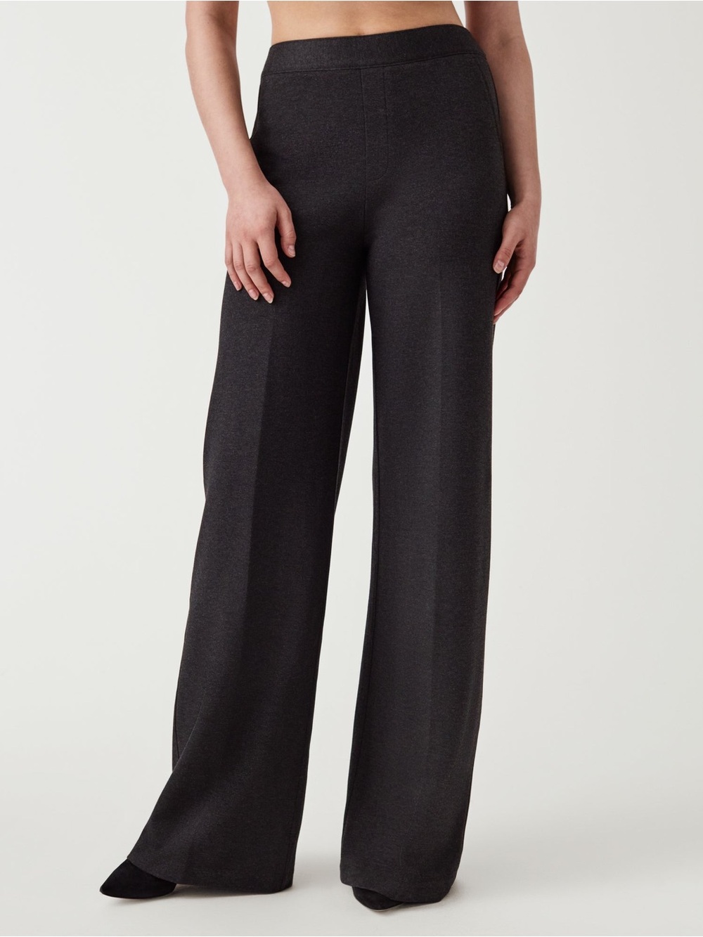 Women’s Spanx The Perfect Pant Wide Leg Pull-On Pants Heather Charcoal Size L